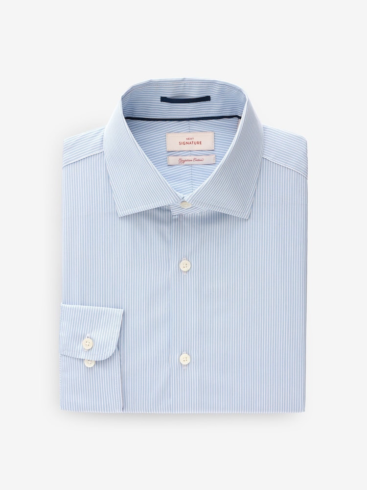 Bande bleue - Slim Fit (Slim Fit) - Chemise haut de gamme en coton à deux volets - Image 5 of 7