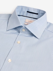 Blue Stripe Slim Fit Premium Two-Fold Cotton Shirt - Image 6 of 7