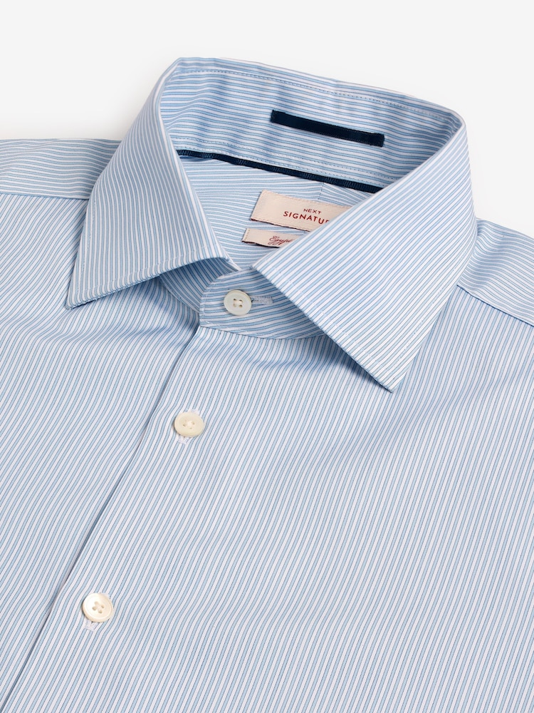 Bande bleue - Slim Fit (Slim Fit) - Chemise haut de gamme en coton à deux volets - Image 6 of 7