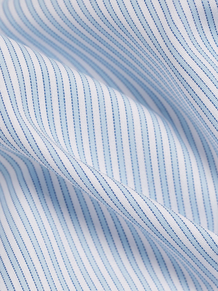 Blue Stripe Slim Fit Premium Two-Fold Cotton Shirt - Image 7 of 7
