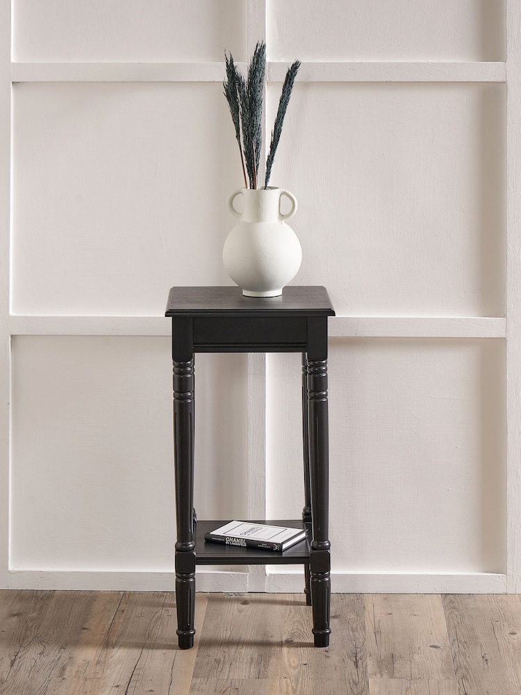 Pacific Black Heritage Pine Wood Accent Table with Shelf - Image 1 of 6