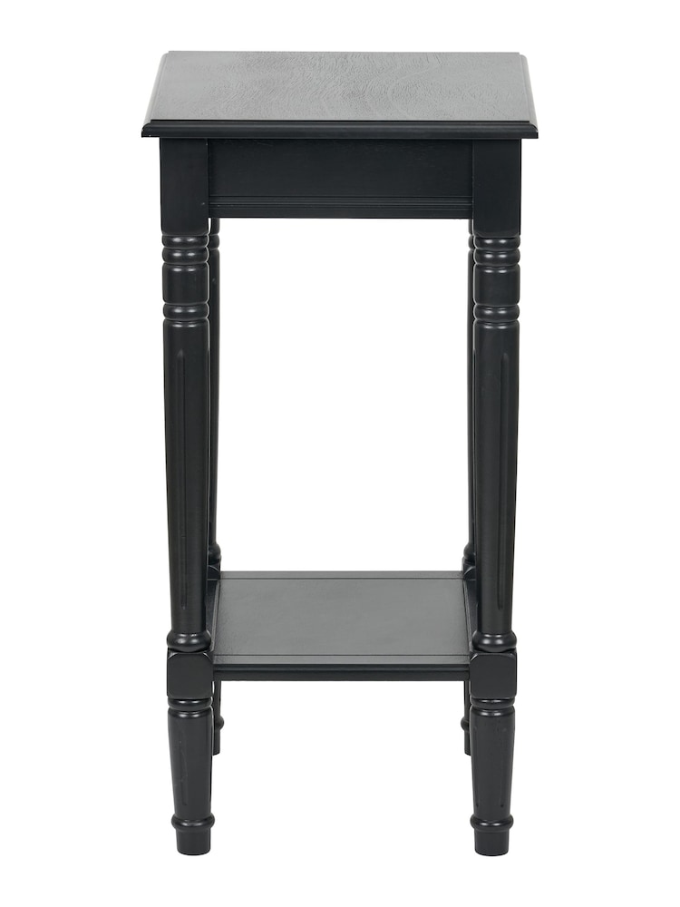 Pacific Black Heritage Pine Wood Accent Table with Shelf - Image 2 of 6