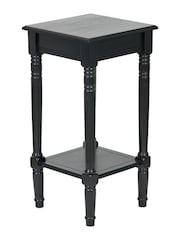 Pacific Black Heritage Pine Wood Accent Table with Shelf - Image 3 of 6