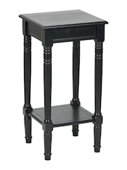 Pacific Black Heritage Pine Wood Accent Table with Shelf - Image 4 of 6