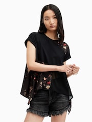AllSaints Black 100% Cotton Zala Kora Top - Image 1 of 6