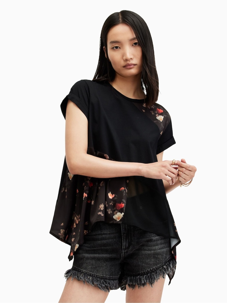 AllSaints Black 100% Cotton Zala Kora Top - Image 1 of 6