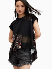 AllSaints Black 100% Cotton Zala Kora Top - Image 2 of 6