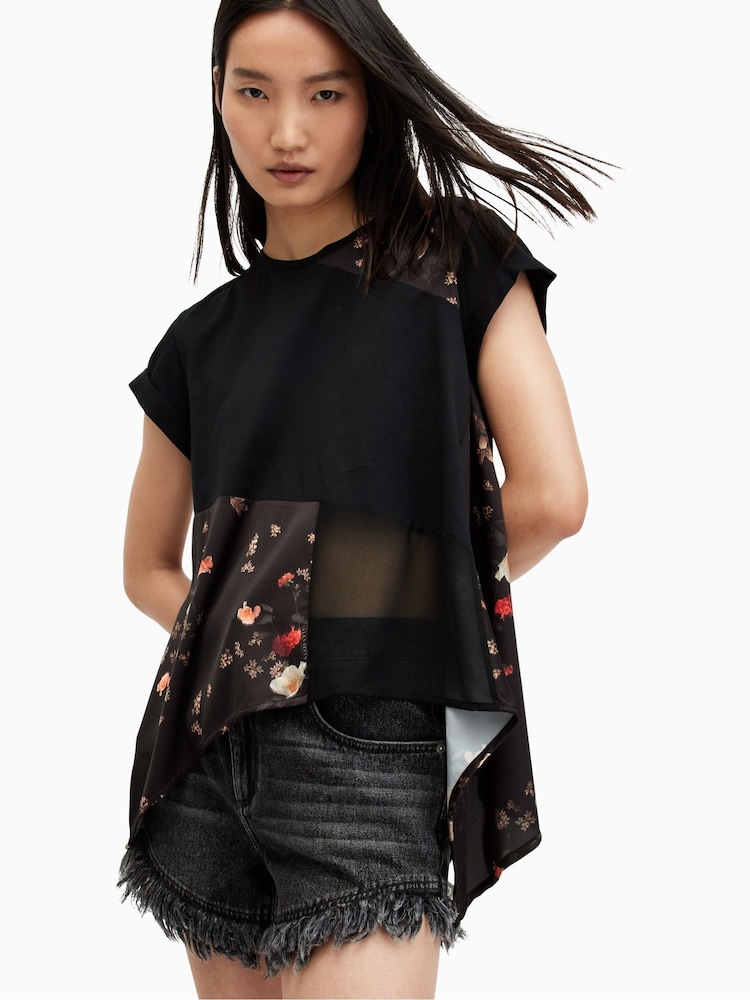 AllSaints Black 100% Cotton Zala Kora Top - Image 2 of 6