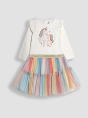 JoJo Maman Bébé Cream Unicorn Top And Tulle Skirt Set - Image 1 of 7