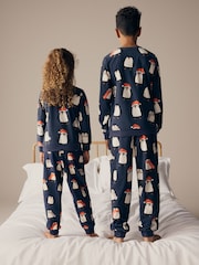Navy Blue Matching Family Kids Christmas Penguin Pyjamas (9mths-16yrs) - Image 3 of 8