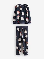 Navy Blue Matching Family Kids Christmas Penguin Pyjamas (9mths-16yrs) - Image 6 of 8