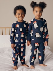 Navy Blue Matching Family Kids Christmas Penguin Pyjamas (9mths-16yrs) - Image 7 of 8