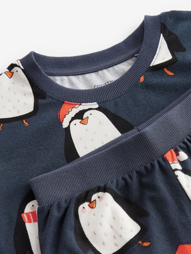 Navy Blue Matching Family Kids Christmas Penguin Pyjamas (9mths-16yrs) - Image 8 of 8
