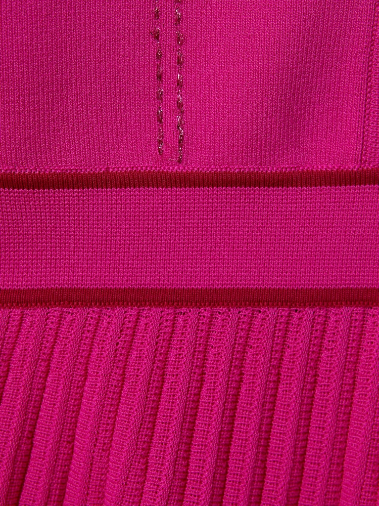 Reiss Pink Sapna 4-9 yrs Knitted Contrast Stitch Dress - Image 5 of 5