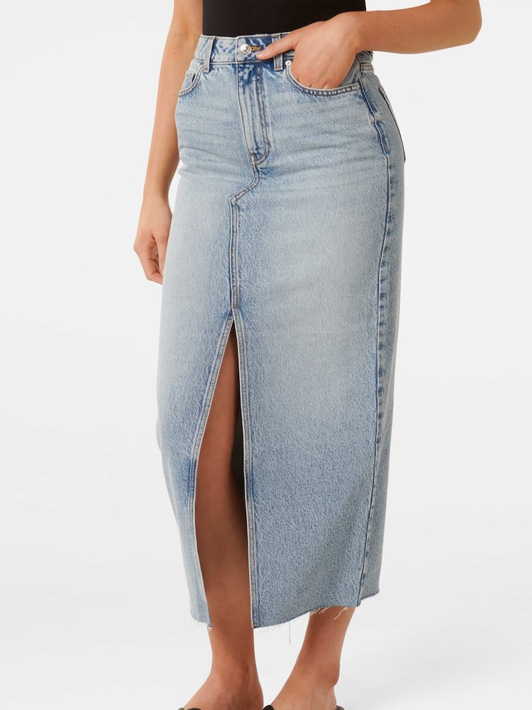 Forever New Blue 100% Cotton Tori Midaxi Denim Skirt - Image 3 of 5