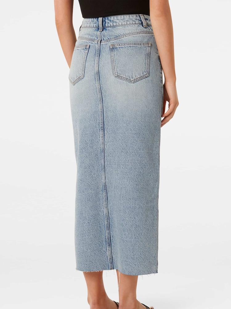 Forever New Blue 100% Cotton Tori Midaxi Denim Skirt - Image 4 of 5