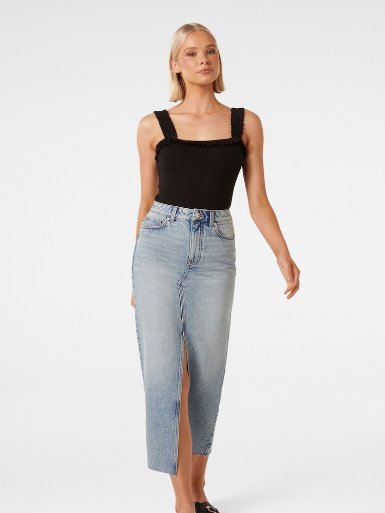 Forever New Blue 100% Cotton Tori Midaxi Denim Skirt - Image 5 of 5