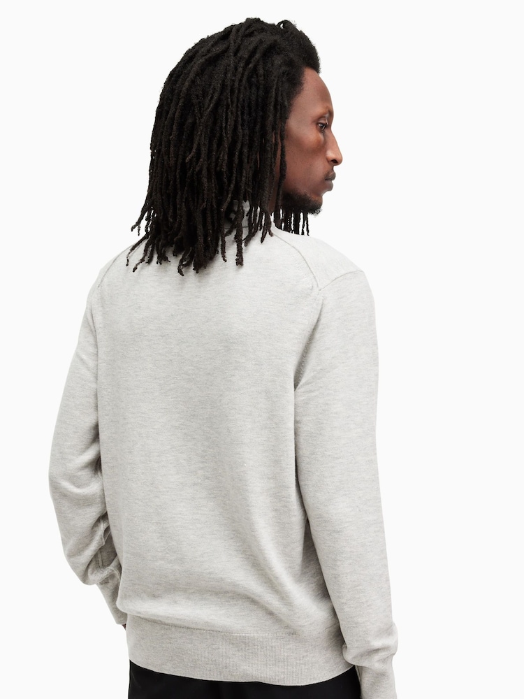 AllSaints Grey Kilburn Polo Jumper - Image 2 of 7