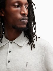 AllSaints Grey Kilburn Polo Jumper - Image 3 of 7