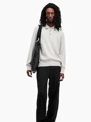 AllSaints Grey Kilburn Polo Jumper - Image 4 of 7