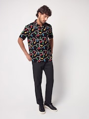 Black Lights Christmas Print Polo Shirt - Image 2 of 8