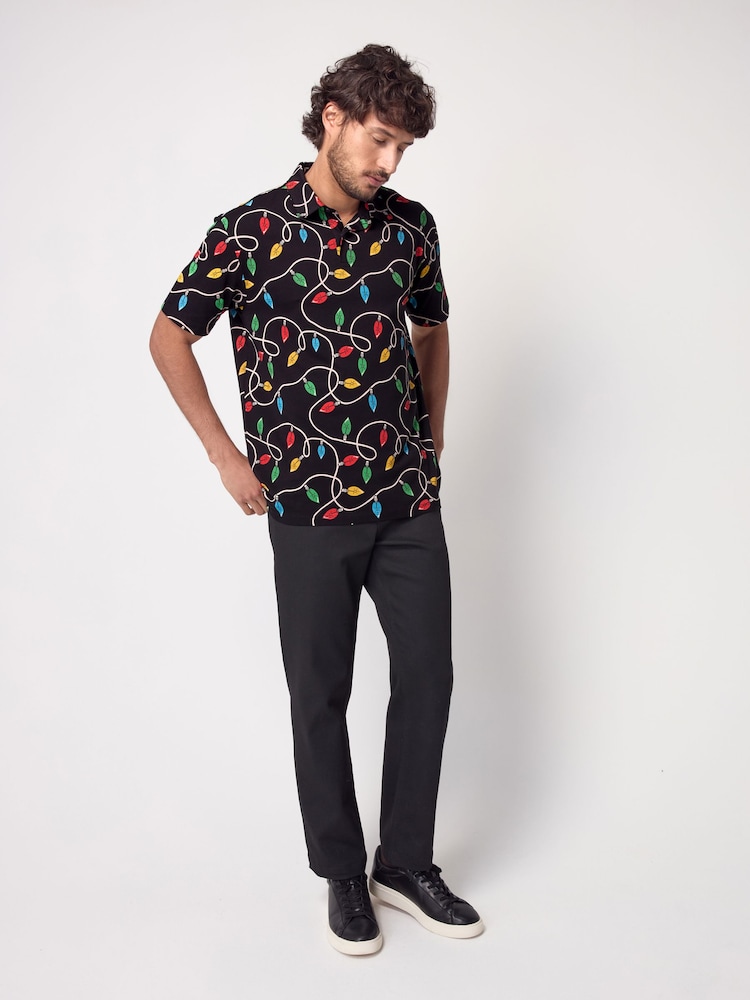 Black Lights Christmas Print Polo Shirt - Image 2 of 8
