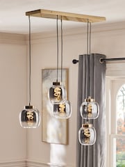 Brass Aston LED 5 Light Linear Pendant Ceiling Light Fitting - Image 1 of 5