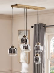 Brass Aston LED 5 Light Linear Pendant Ceiling Light Fitting - Image 2 of 5