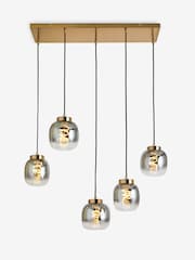 Brass Aston LED 5 Light Linear Pendant Ceiling Light Fitting - Image 4 of 5
