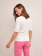 Cream Ribba Slim Fit Half Sleeve Top - Image 2 of 5