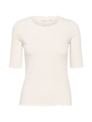 Cream Ribba Slim Fit Half Sleeve Top - Image 4 of 5