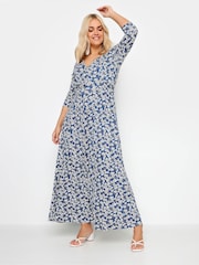 Yours Curve Blue Tiered Maxi Dress - Image 1 of 4