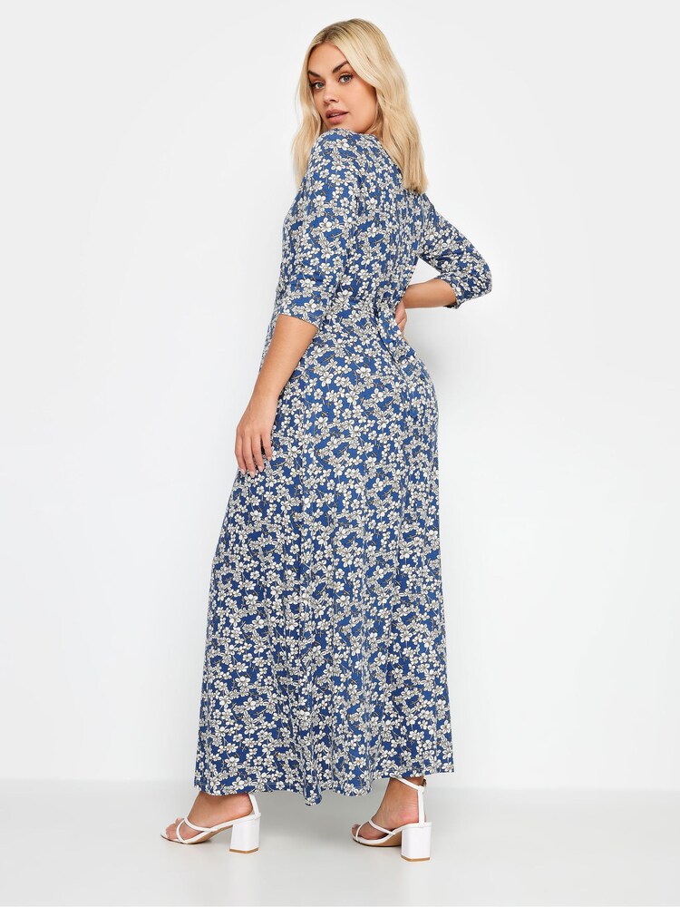 Yours Curve Blue Tiered Maxi Dress - Image 2 of 4