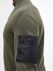 Barbour® International Olive Green Blades Cotton 1/4 Zip 100% Cotton Knit Jumper - Image 5 of 6