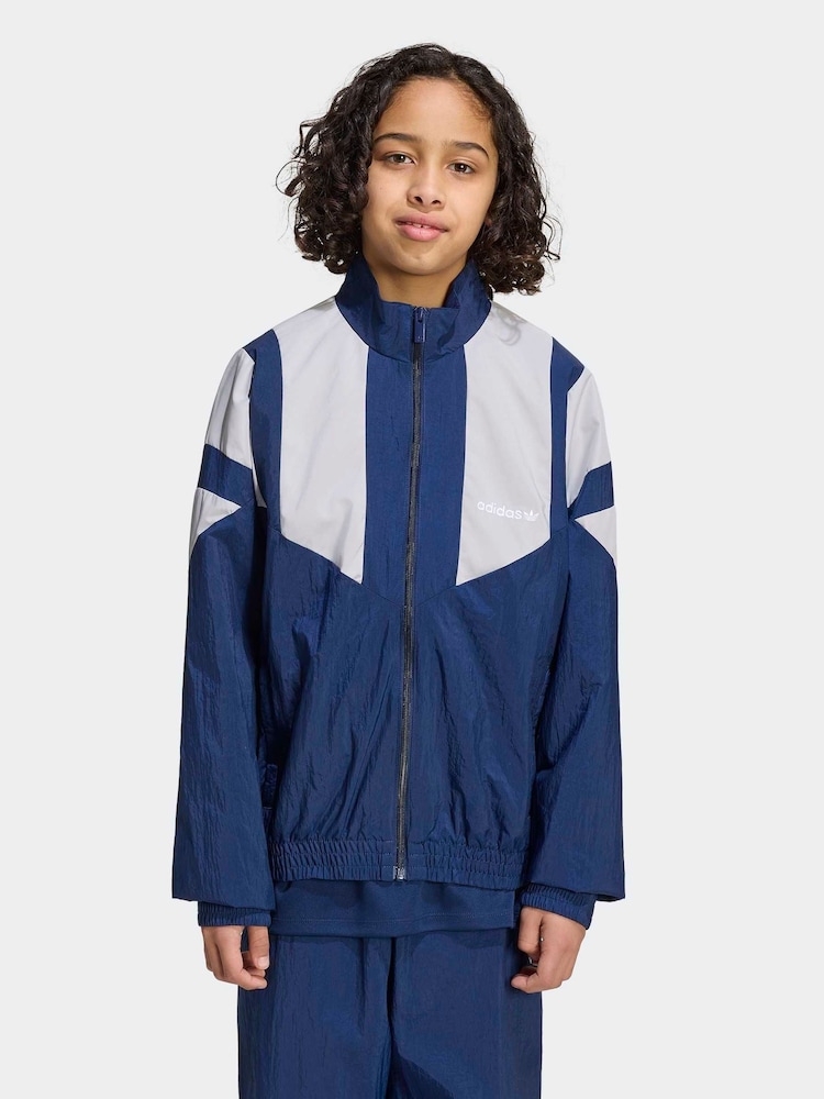 adidas Originals Blue Oversized Blocked Woven Track Top - Image 1 of 6