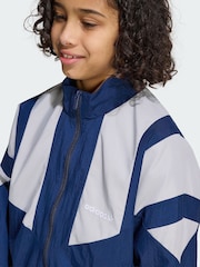 adidas Originals Blue Oversized Blocked Woven Track Top - Image 2 of 6