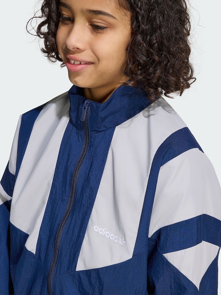 adidas Originals Blue Oversized Blocked Woven Track Top - Image 2 of 6