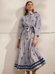 Monsoon Blue 100% Cotton Adira Shirt Dress - Image 1 of 6