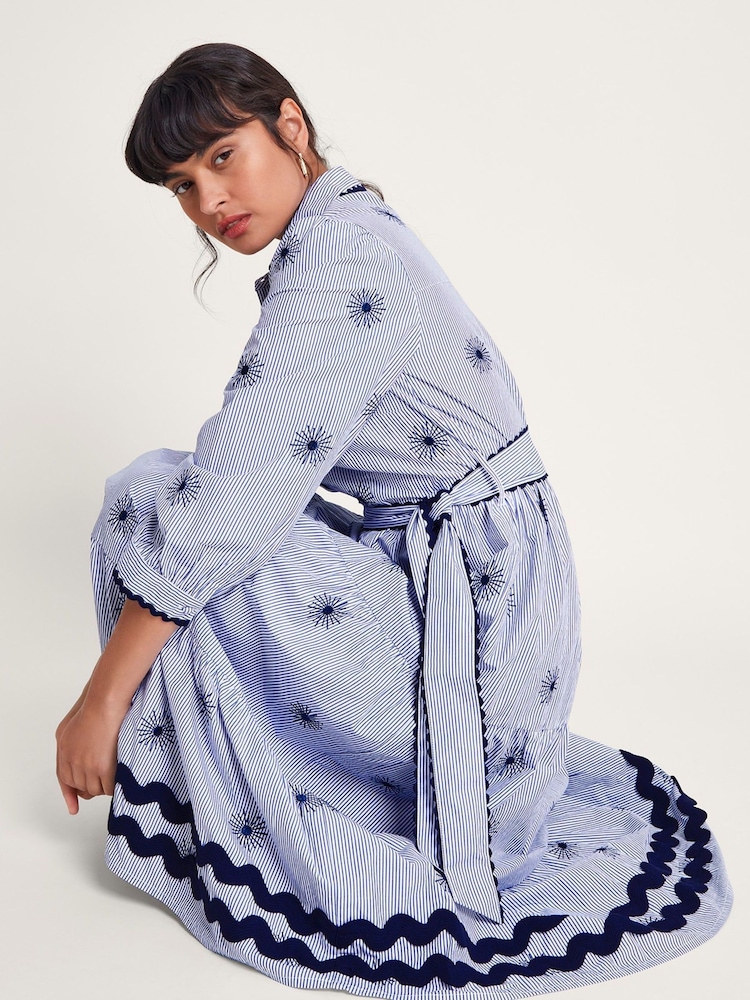 Monsoon Blue 100% Cotton Adira Shirt Dress - Image 2 of 6