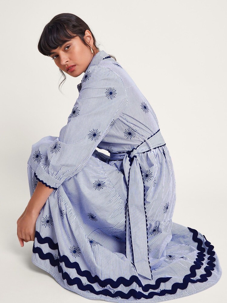 Monsoon Blue 100% Cotton Adira Shirt Dress - Image 2 of 6 Monsoon Blue 100% Cotton Adira Shirt Dress - Image 2 of 6