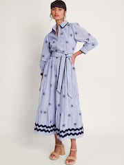Monsoon Blue 100% Cotton Adira Shirt Dress - Image 3 of 6