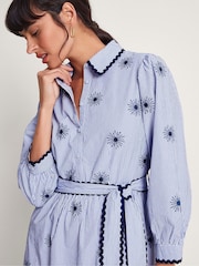 Monsoon Blue 100% Cotton Adira Shirt Dress - Image 4 of 6