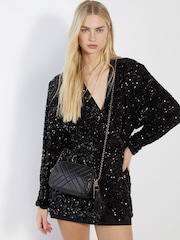 Dune London Black Chrome Chancery Cross-Body Bag - Image 1 of 6