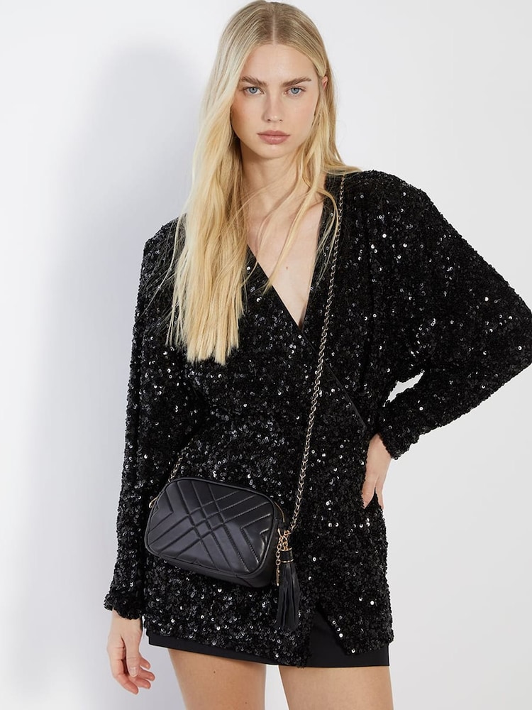 Dune London Black Chrome Chancery Cross-Body Bag - Image 1 of 6