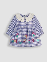 JoJo Maman Bébé Lilac Purple Fairy Applique Gingham Baby Dress & Tights Set - Image 5 of 8