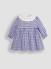 JoJo Maman Bébé Lilac Purple Fairy Applique Gingham Baby Dress & Tights Set - Image 6 of 8
