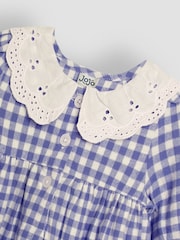 JoJo Maman Bébé Lilac Purple Fairy Applique Gingham Baby Dress & Tights Set - Image 7 of 8
