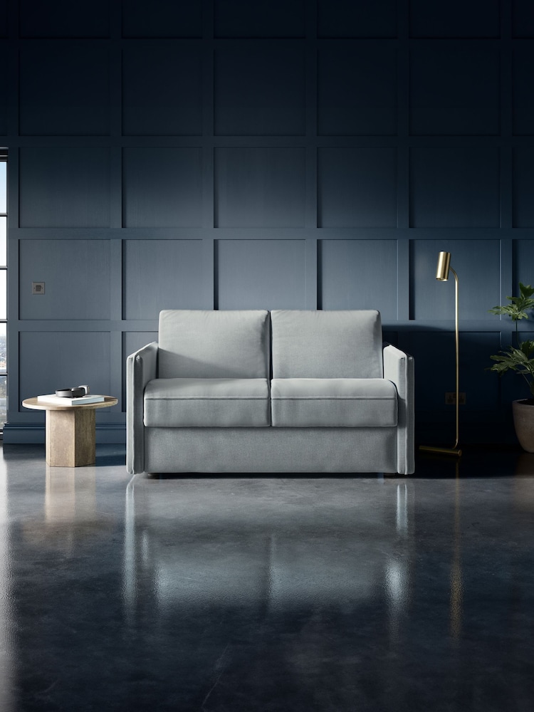 Jay-Be Brushed Twill Sky Blue Slim 2 Seater Sofa Bed - Image 1 of 6