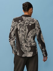 Monochrome Geometric Print Long Sleeve Button Down Shirt - Image 3 of 8