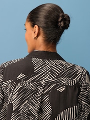Monochrome Geometric Print Long Sleeve Button Down Shirt - Image 4 of 8